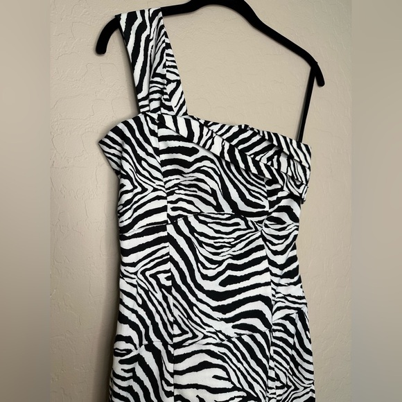 Zebra Print One Shoulder Cocktail Dress, size S - Picture 5 of 15
